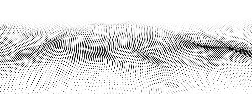 Wave of particles. Digital wave background concept. Abstract technology bac.. Stock Illustration