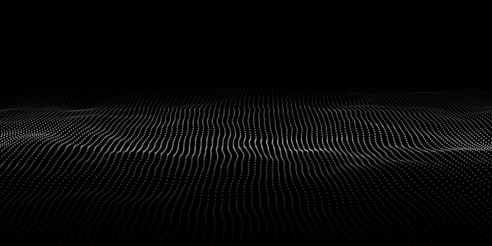 Wave of particles. Digital wave background concept. Abstract technology backg Stock Illustration