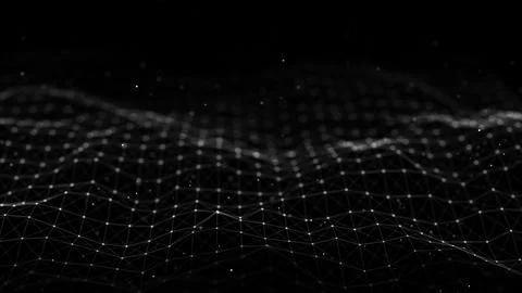 Wave of particles. Digital wave background concept. Abstract technology backg Ilustración de archivo