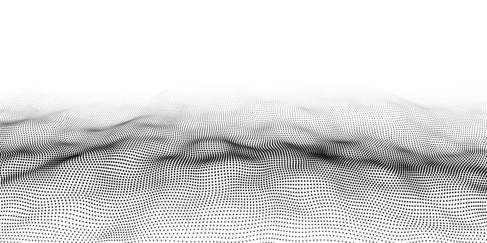 Wave of particles. Digital wave background concept. Abstract technology bac.. Stock Illustration