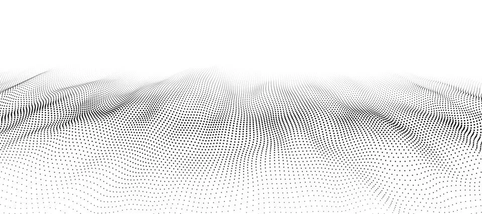 Wave of particles. Digital wave background concept. Abstract technology bac.. Stock Illustration