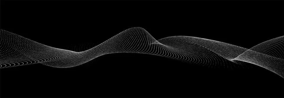 Wave of particles. Digital wave background concept. Abstract technology bac.. Stock Illustration