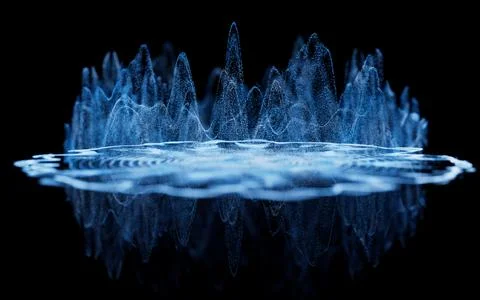 Wave particles, fantasy background, 3d rendering. Stock Illustration