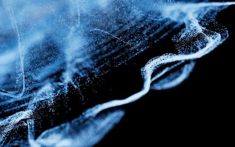 Wave particles, fantasy background, 3d rendering. Illustrazione stock