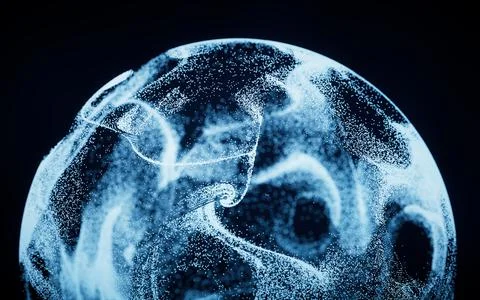 Wave particles, fantasy background, 3d rendering. Illustrazione stock