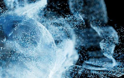 Wave particles, fantasy background, 3d rendering. Illustrazione stock