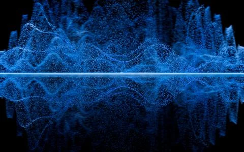 Wave particles, fantasy background, 3d rendering. Stock Illustration