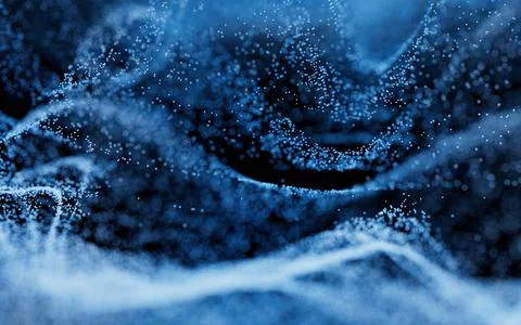 Wave particles, fantasy background, 3d rendering. Illustrazione stock
