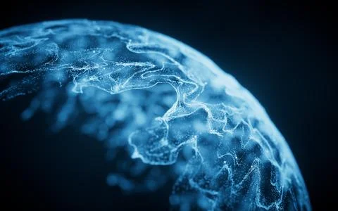 Wave particles with the shape of sphere, 3d rendering. Stock Illustration