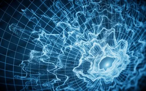 Wave particles with the shape of sphere, 3d rendering. Stock Illustration