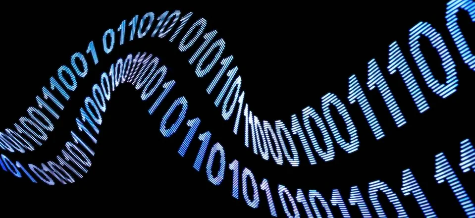 A wave pattern of binary code Stock Photos