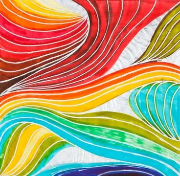 Wave pattern drawn by watercolor paints Illustrazione stock