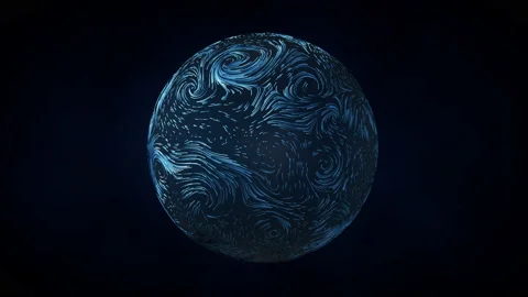 Wave pattern with flowing curl lines, 3d rendering. Stock Footage 180532034