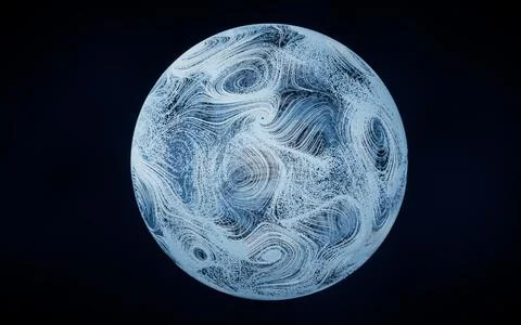 Wave pattern with flowing curl lines, 3d rendering. Stock Illustration