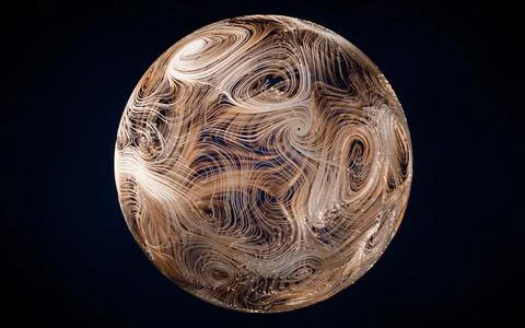 Wave pattern with flowing curl lines, 3d rendering. Stock Illustration