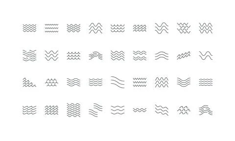 Wave pattern, geometric tiles, curvy lines of water stream, ocean and sea surf Stock Illustration