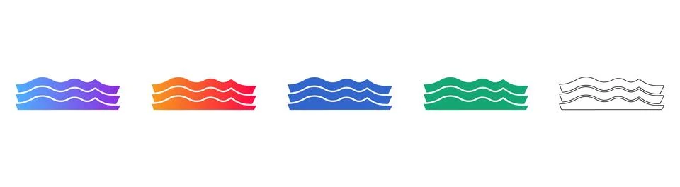 Wave Pattern Icon Set for Audio and Data Visualization 库存插图