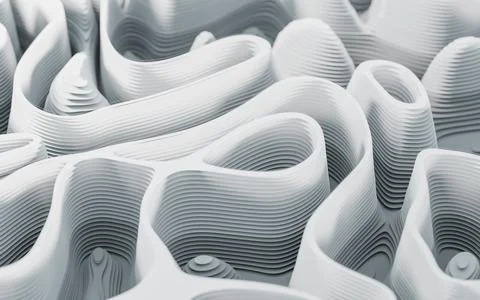 Wave pattern paper cut background, 3d rendering. Stock Illustration