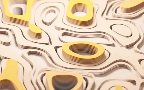 Wave pattern paper cut background, 3d rendering. Stock Illustration