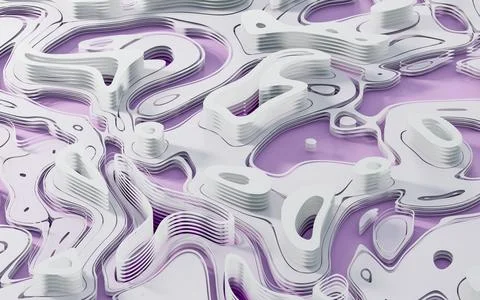 Wave pattern paper cut background, 3d rendering. Stock Illustration