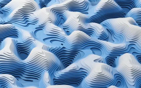 Wave pattern paper cut background, 3d rendering. Stock Illustration