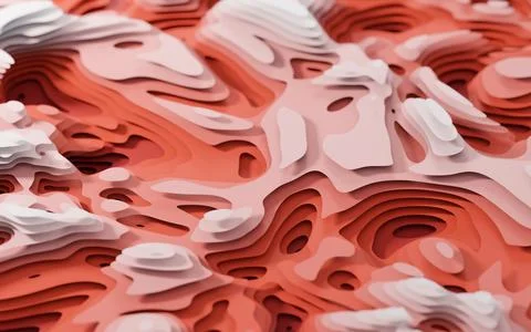 Wave pattern paper cut background, 3d rendering. Stock Illustration