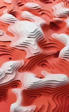 Wave pattern paper cut background, 3d rendering. Stock Illustration