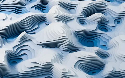 Wave pattern paper cut background, 3d rendering. Stock Illustration