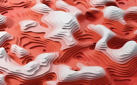 Wave pattern paper cut background, 3d rendering. Stock Illustration