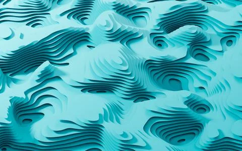 Wave pattern paper cut background, 3d rendering. Stock Illustration