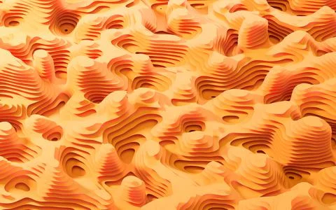 Wave pattern paper cut background, 3d rendering. Stock Illustration