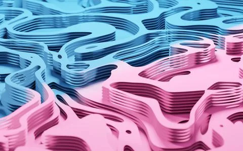 Wave pattern paper cut background, 3d rendering. Stock Illustration