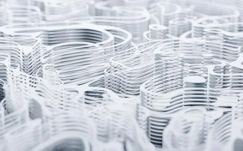 Wave pattern paper cut background, 3d rendering. Illustrazione stock