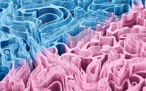 Wave pattern paper cut background, 3d rendering. Stock Illustration