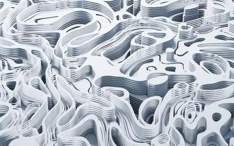 Wave pattern paper cut background, 3d rendering. Stock Illustration