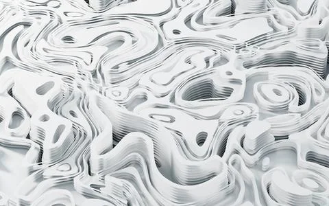 Wave pattern paper cut background, 3d rendering. Stock Illustration