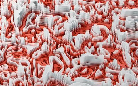 Wave pattern paper cut background, 3d rendering. Stock Illustration