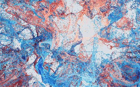 Wave pattern particles, abstract particle background, 3d rendering. Stock Illustration