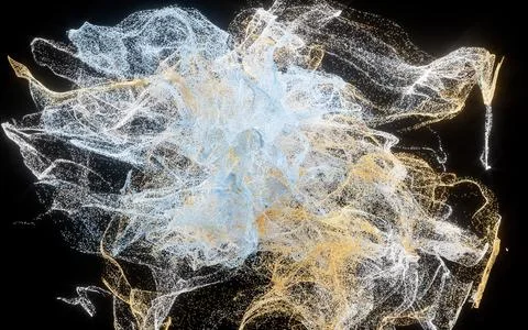 Wave pattern particles, abstract particle background, 3d rendering. Stock Illustration