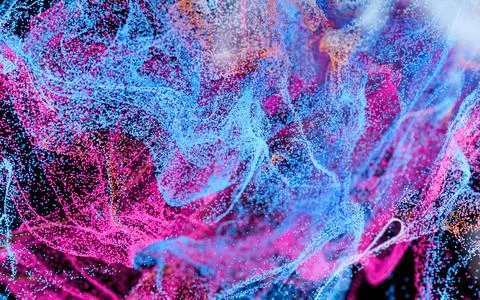 Wave pattern particles, abstract particle background, 3d rendering. Stock Illustration