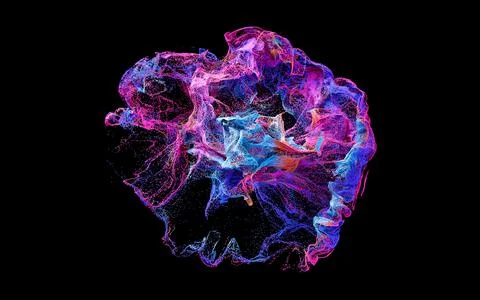 Wave pattern particles, abstract particle background, 3d rendering. Stock Illustration