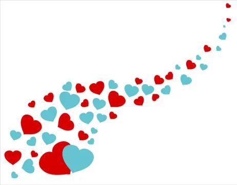 Wave pattern with red and blue hearts. Vector illustration. 스톡 일러스트