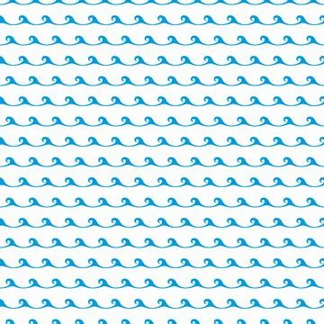 Wave pattern, sea blue line seamless background Stock Illustration