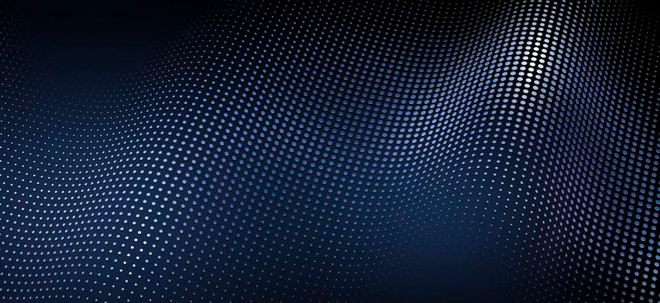 A wave pattern of shiny dots on a blue background Stock Illustration