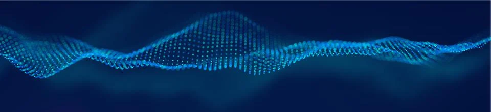 Wave pattern vector. 3D glowing abstract digital particles background. Future Stock Illustration