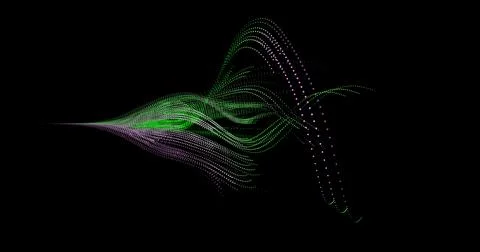 Wave pattern vector. 3D glowing abstract digital particles background. Techno Illustrazione stock