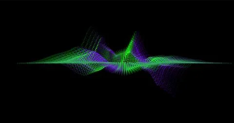 Wave pattern vector. 3D glowing abstract digital particles background. Techno Stock Illustration