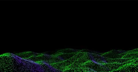 Wave pattern vector. 3D glowing abstract digital particles background. Techno Stock Illustration