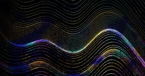 Wave pattern vector. 3D glowing abstract digital particles background. Tech.. Stock Illustration