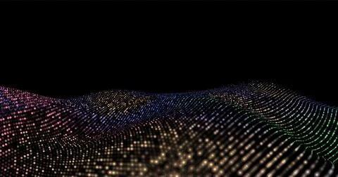 Wave pattern vector. 3D glowing abstract digital particles background. Techno Stock Illustration